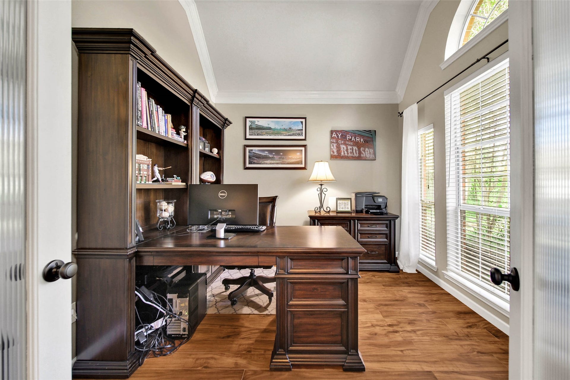5206 Evergreen Valley Drive, Kingwood, TX 77345 The office has double doors and is located at the front of the home overlooking the serene cul de sac.