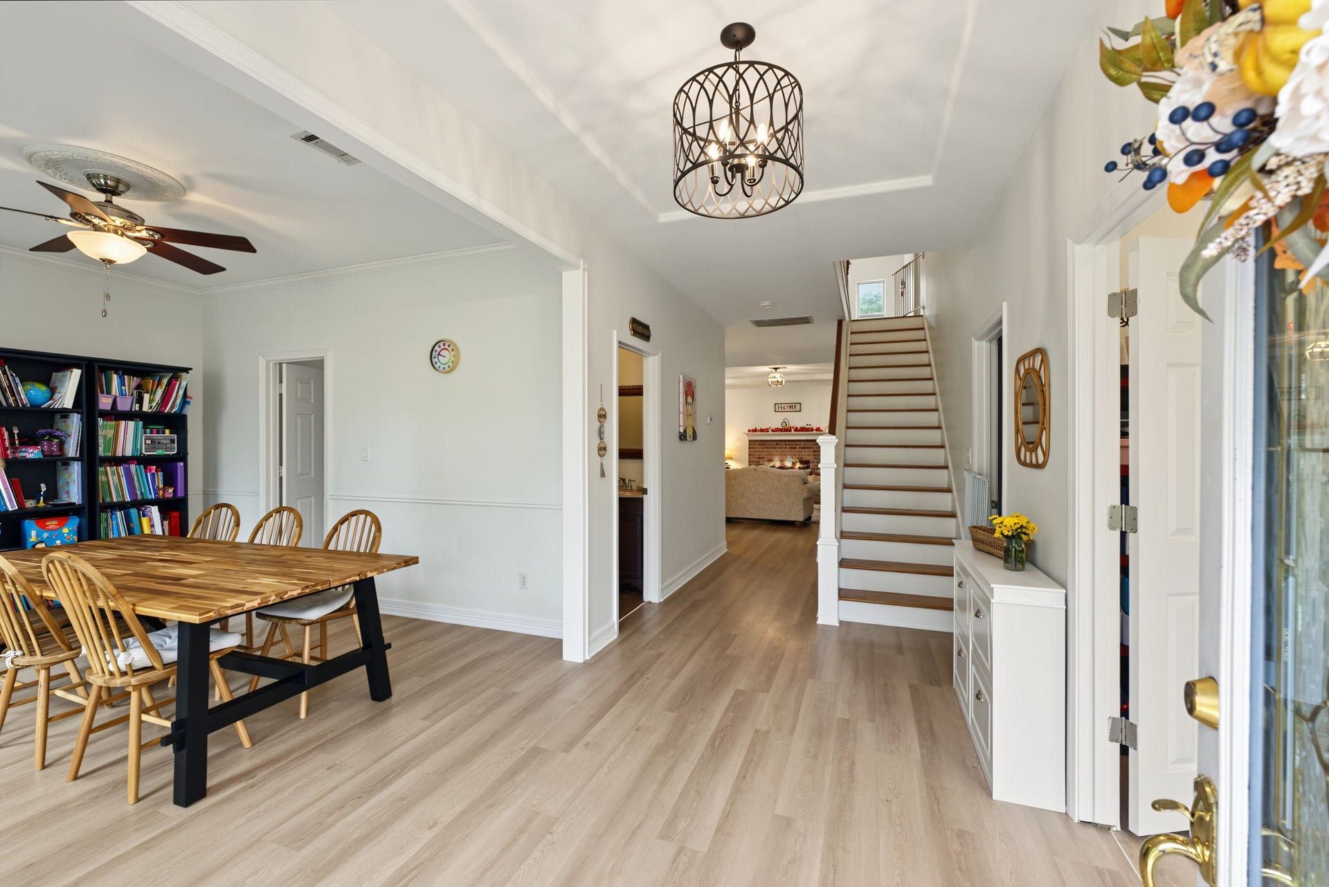 421 Trace Way Drive, Montgomery, TX 77316 Upon entering you will notice all the updates including paint, floors and light fixtures.