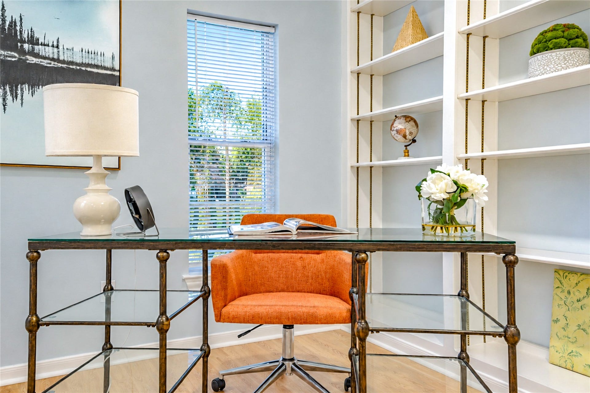 14215 Edinburgh Court, Houston, TX 77077 Working from home has never looked so inviting! This bright and stylish second-floor office offers a peaceful space to stay inspired and productive, with beautiful natural light, built-in shelving and room to create your ideal work-from-home retreat.