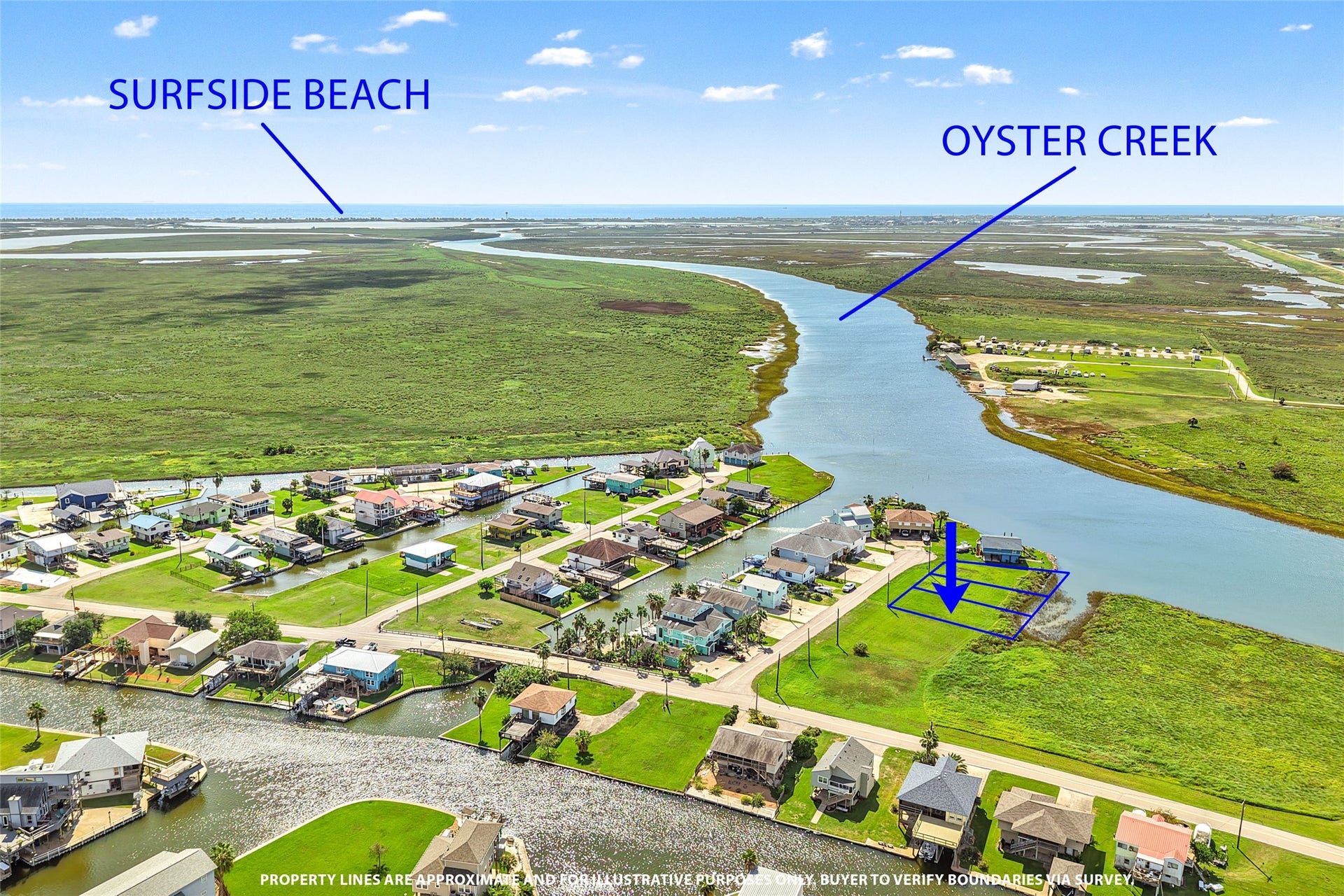 0 Poop Deck - Lot 256 Lane, Freeport, TX 77541 Property lines are approximate and for illustrative purposes only. Buyer to verify boundaries via survey.