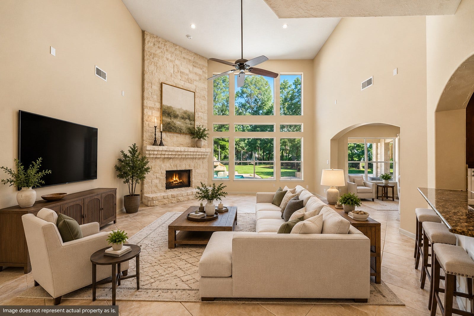 12210 Hallowed Oaks, Magnolia, TX 77354 Living room has been virtually staged.