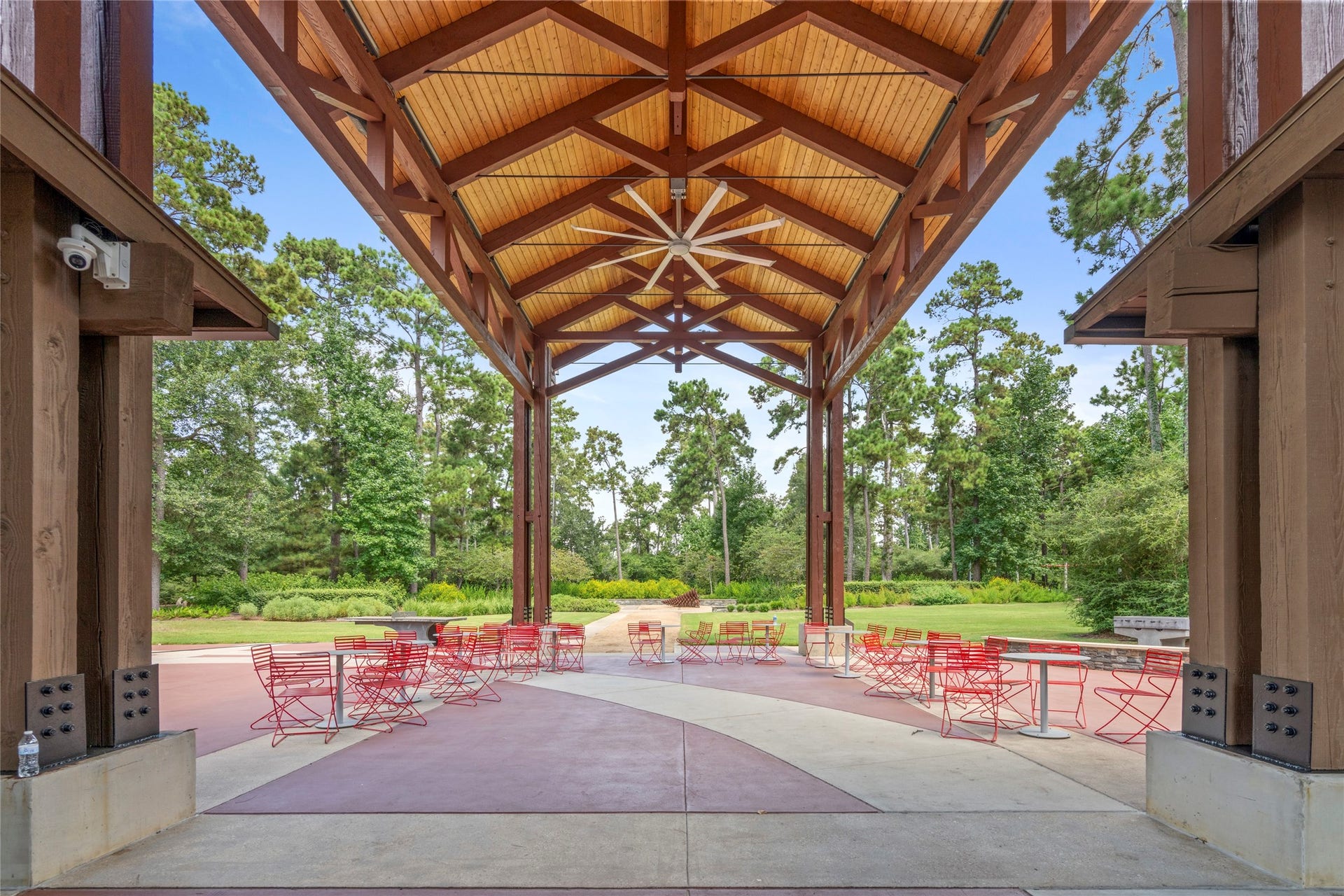 16955 Chapel Knox Drive, Humble, TX 77346 Covered community pavilion and outdoor gathering area surrounded by trees at The Groves.