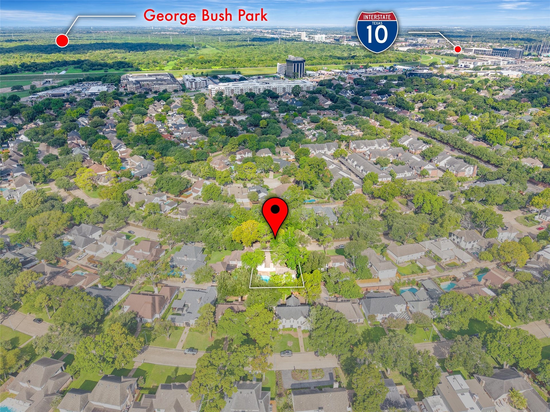 Charming home nestled in a lush, green neighborhood with easy access to George Bush Park and Interstate 10, offering both tranquility and convenience.