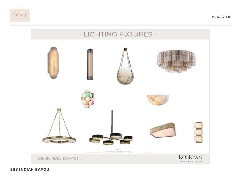 338 Indian Bayou, Houston, TX 77057 Lighting fixtures. *Plans and selection subject to change during construction*