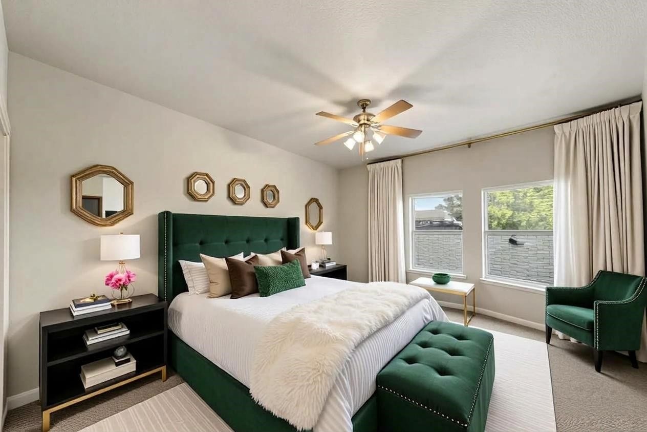 Virtually staged bedroom number two.