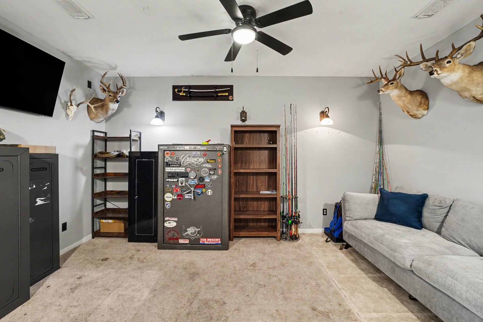 12807 Rocky Briar Lane, Tomball, TX 77377 The downstairs media room offers a versatile space for movie nights, gaming, or a second living area, giving you even more room to relax and entertain.
