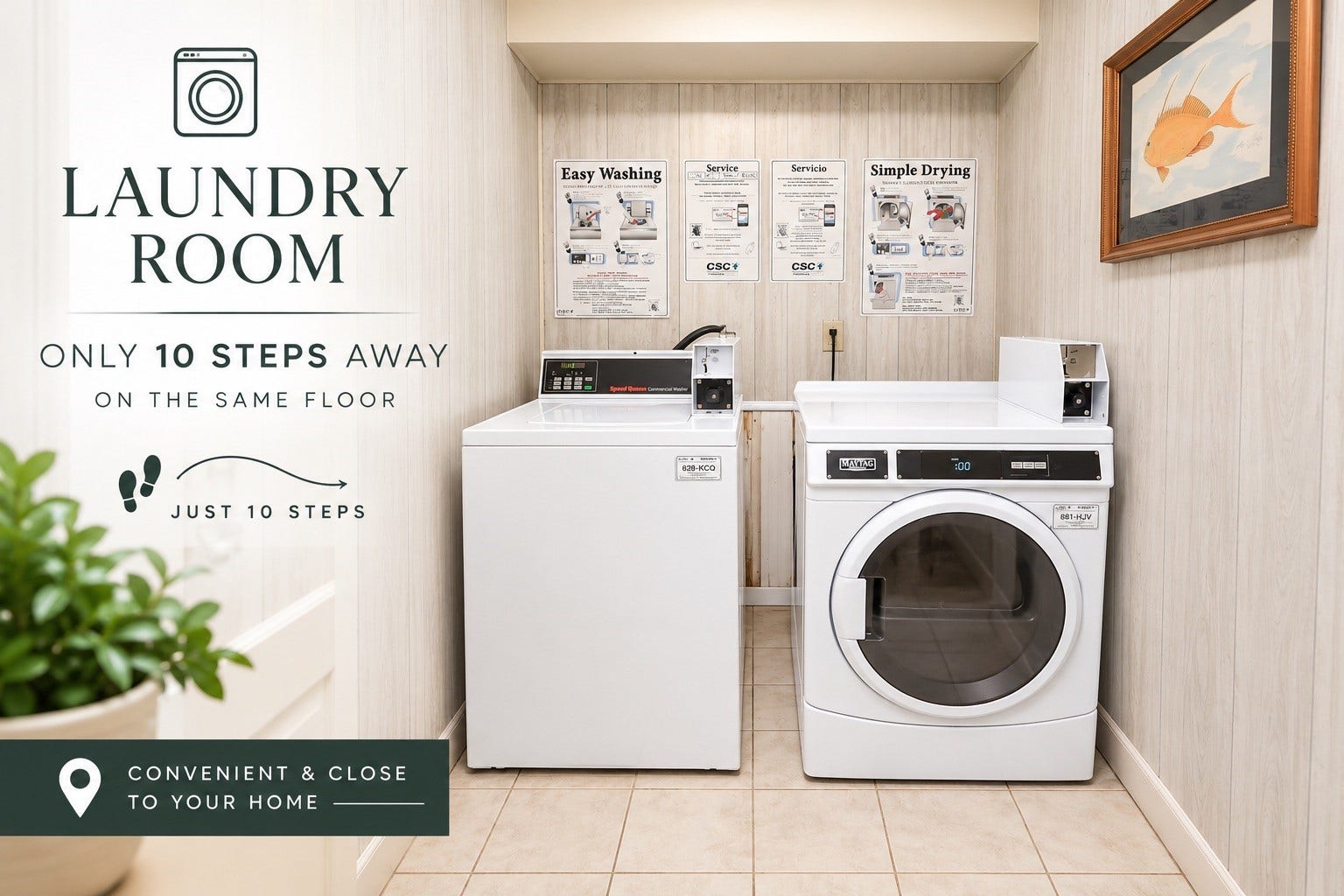 505 Westcott Street, #207, Houston, TX 77007 Convenient on-site laundry room ONLY 10 steps away - offering residents an easy and accessible space to take care of their laundry needs.