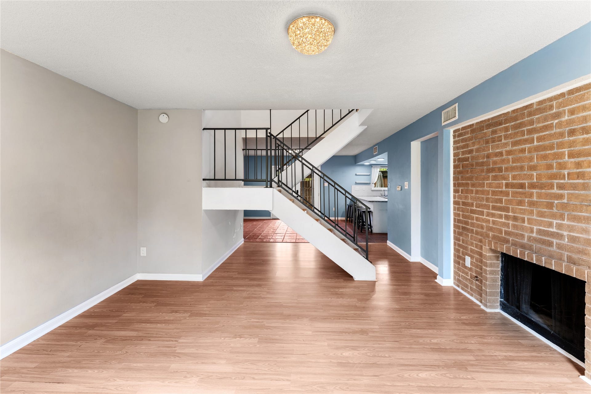 Exposed brick accent wall