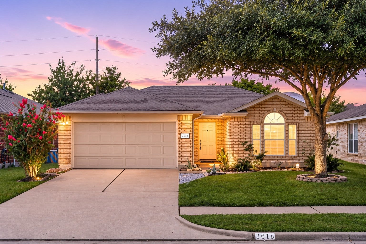 3618 Wingate Park Drive, Houston, TX 77082 Charming brick-front exterior with welcoming curb appeal and mature landscaping.