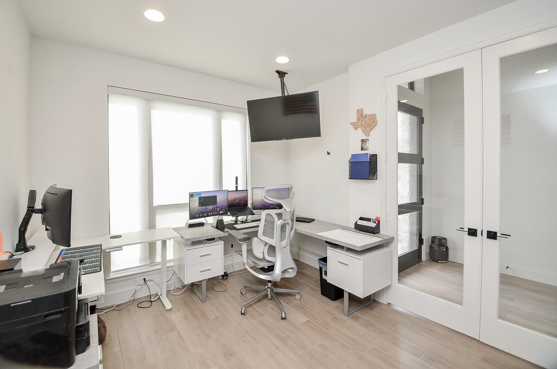 Work from home in style! French doors provide privacy and sophistication.