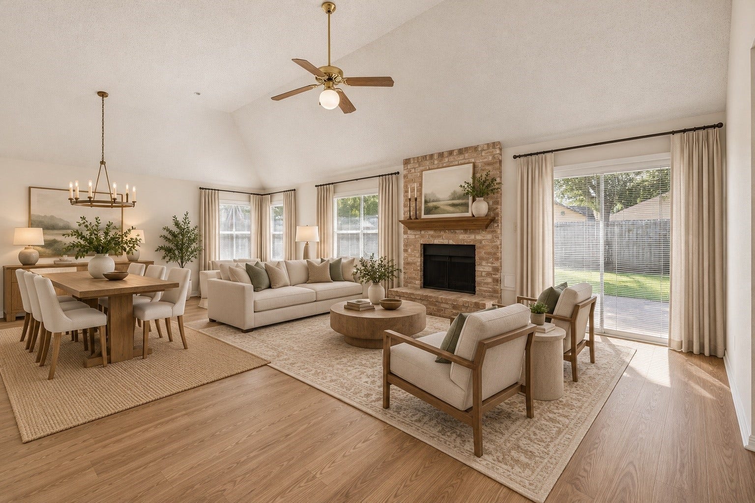 15503 Ensenada Drive, Houston, TX 77083 Den and dining area virtually staged to show off all the space in this area