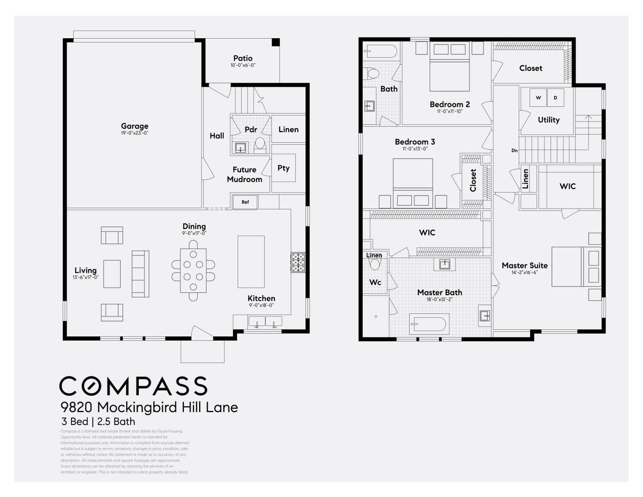 9820 Mocking Bird Hill Lane, Houston, TX 77080 Spacious 3-bedroom, 2.5-bath home featuring an open-concept kitchen and living area, a large master suite with walk-in closets, and a convenient upstairs utility room.