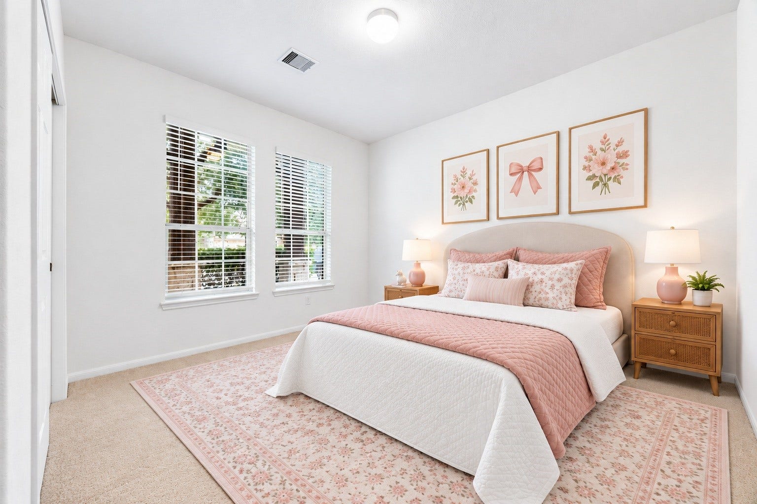26311 Smokey Valley Lane, Katy, TX 77494 Twin windows dressed in new blinds bring soft natural light into this secondary bedroom, which offers plush carpet and a spacious closet. Virtually staged.