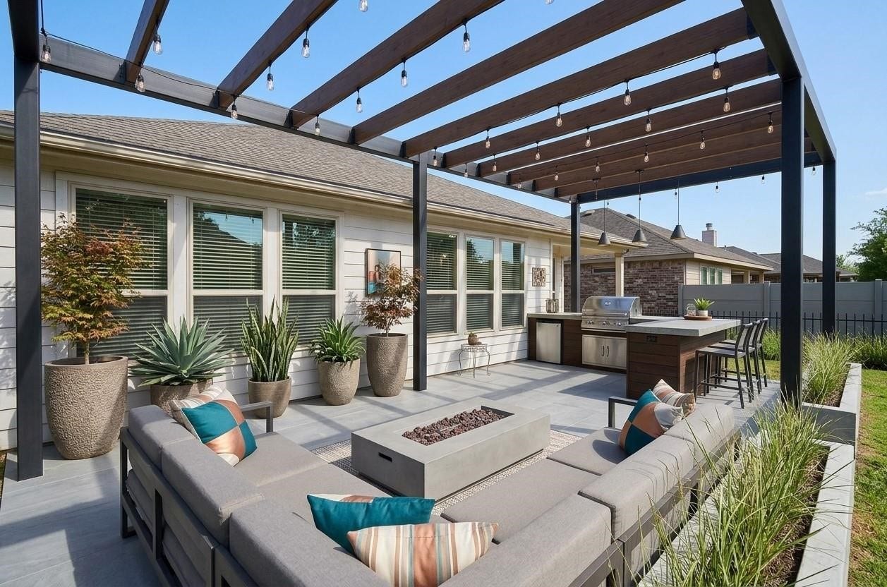 1215 Majestic Oak, Richmond, TX 77469 Modern Pergola Rendition