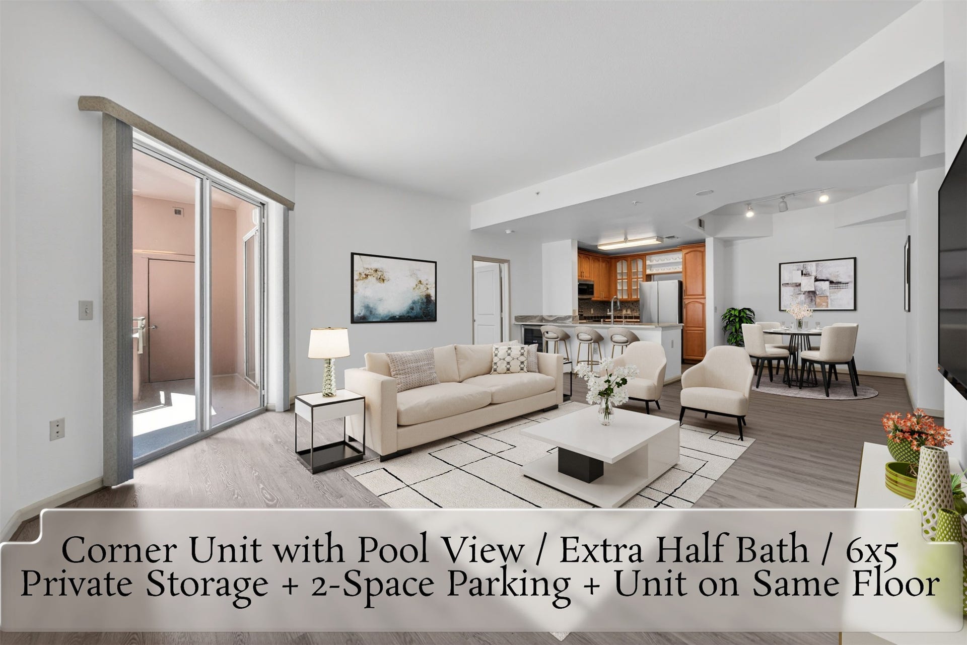 3505 Sage Road, #314, Houston, TX 77056 Sleek corner condo, fully renovated and move-in ready, featuring a two-car private garage and a additional 6x5 private storage unit all conveniently located on the same floor. In addition this exceptional condo features a convenient half bath for guests- a coveted feature not found in most units.