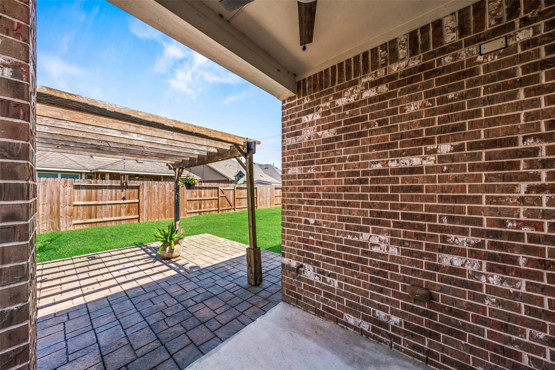 Covered patio for relaxing