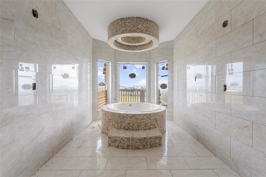 9305 Vista Bella, Galveston, TX 77554 Resort Spa Primary Bath with Gulf Bay Views