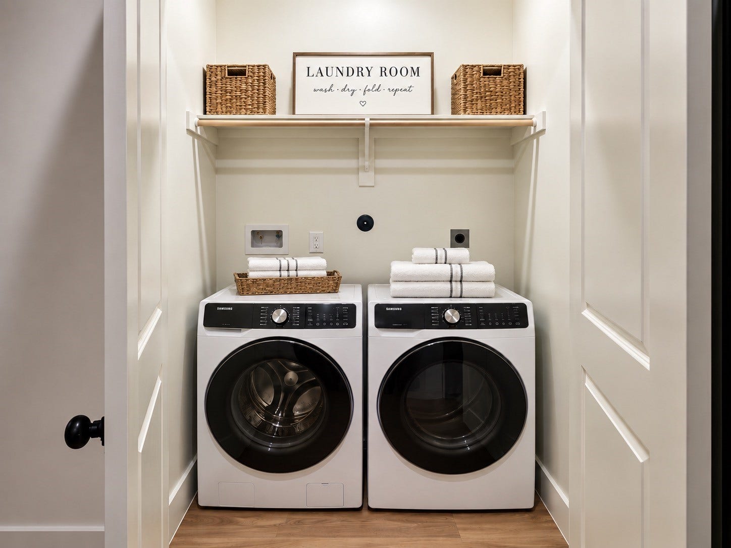9119 Henrietta Street, #A/B, Houston, TX 77088 Virtually staged laundry room with double doors and plenty of room for storage and a full size washer and
dryer.