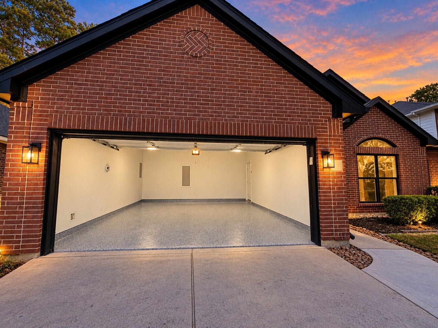 18 Griffin Hill Court, The Woodlands, TX 77382 The two-car garage at 18 Griffin Hill Court just received a professionally installed epoxy floor coating this week a fresh, high-gloss upgrade that adds both visual appeal and long-term durability to this functional space. With the garage door open, the sleek, polished finish is on full display. A standout feature that reflects the quality of care put into every corner of this home.