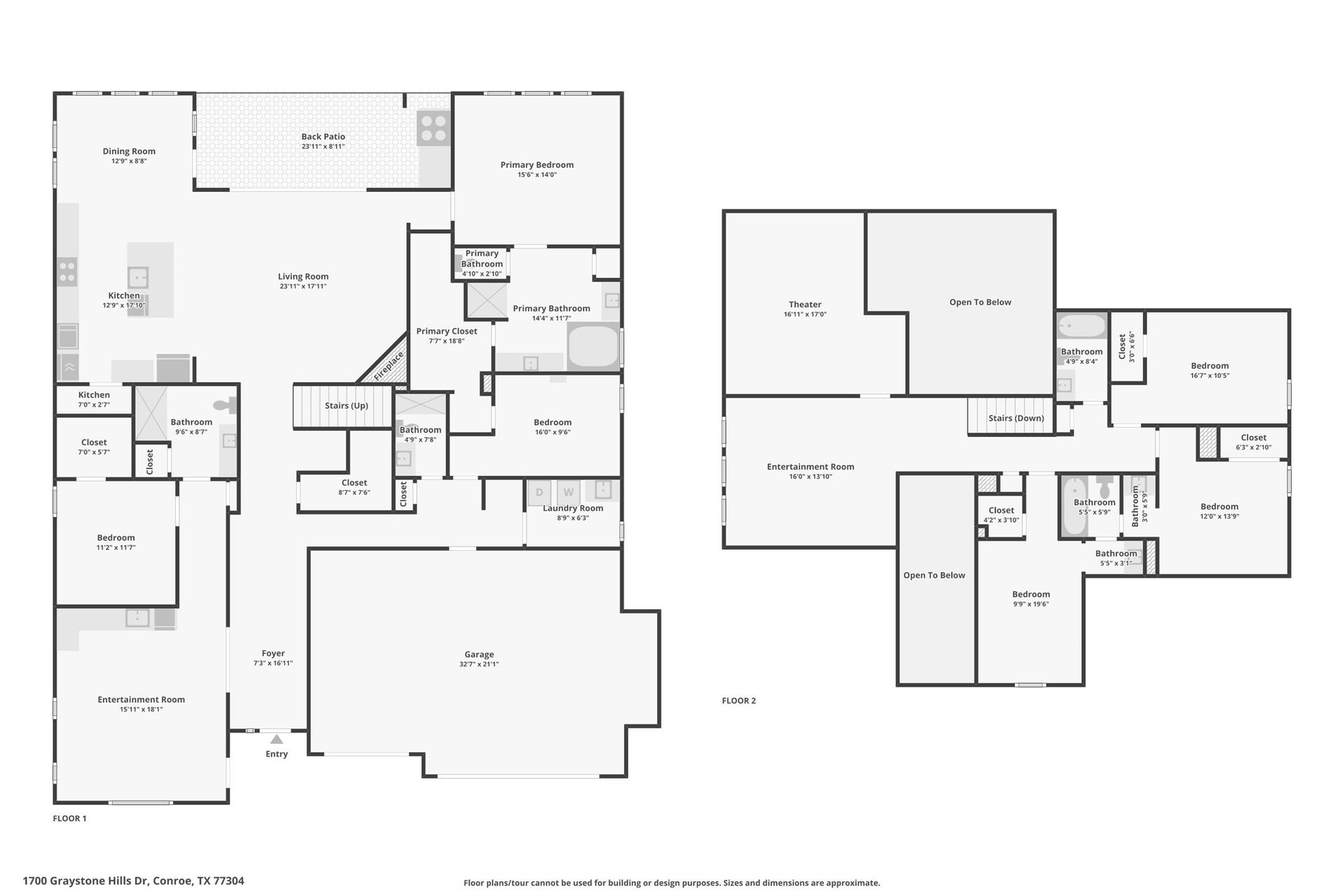 1700 Graystone Hills Drive, Conroe, TX 77304 1st & 2nd Floor Plan