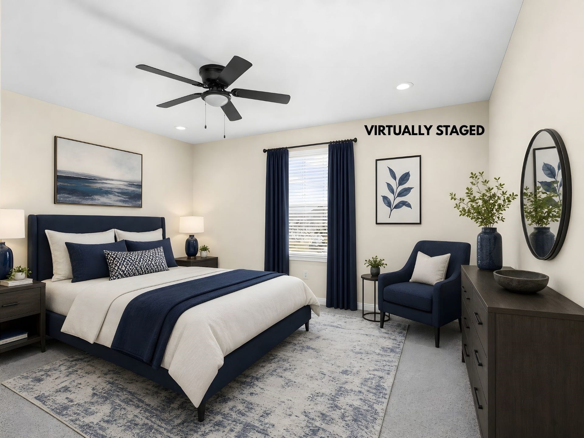 9423 Mineral Rock Lane, Richmond, TX 77407 Experience comfort and style in this beautifully virtually staged downstairs bedroom, offering a serene retreat with elegant furnishings and a calming atmosphere.