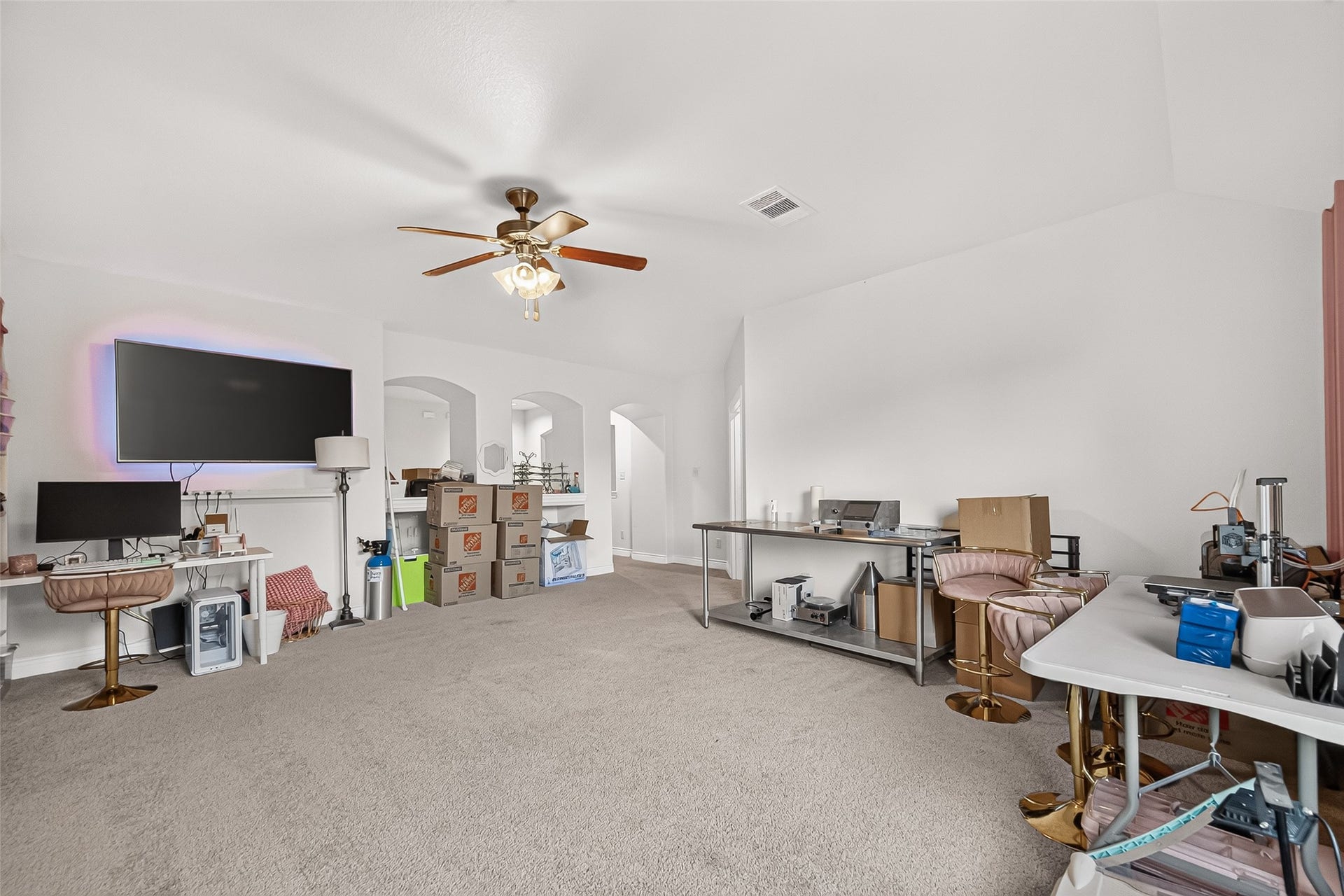 Large landing that can be used as a Flex Space or Game Room