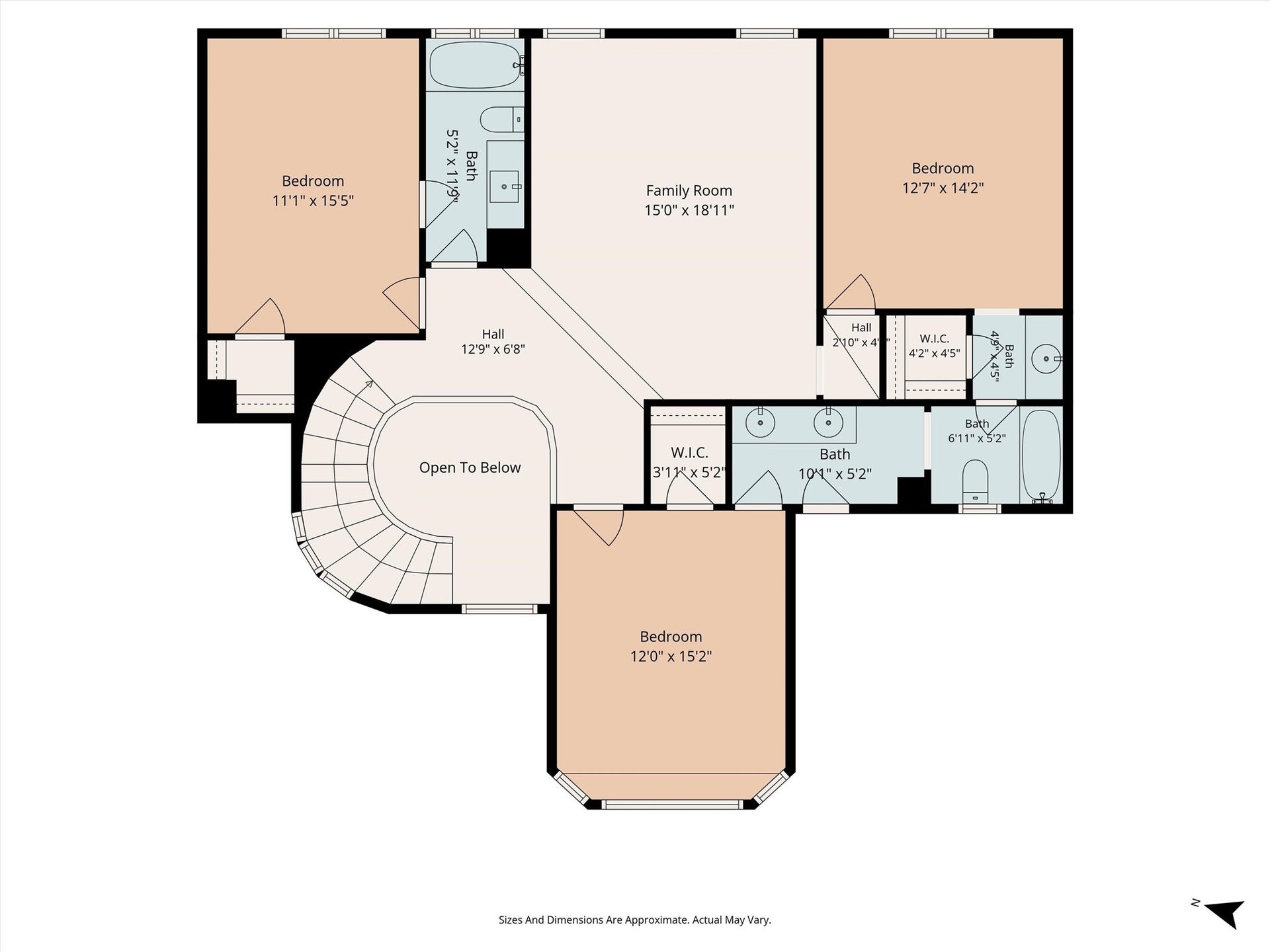 42 Golden Shadow Circle, The Woodlands, TX 77381 Second Floor Plan *sizes and dimensions are approximate*
