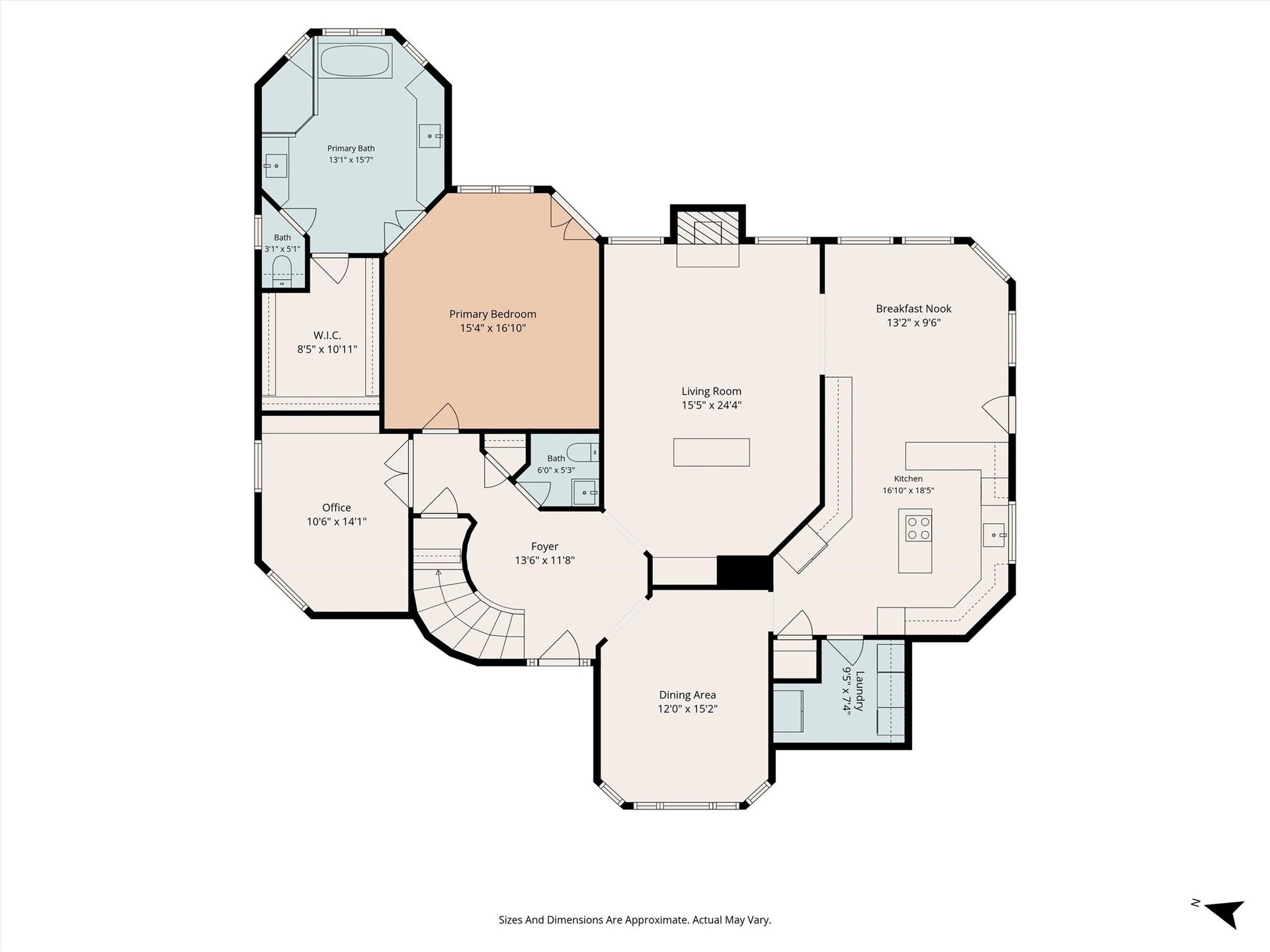 42 Golden Shadow Circle, The Woodlands, TX 77381 First Floor Plan *sizes and dimensions are approximate*