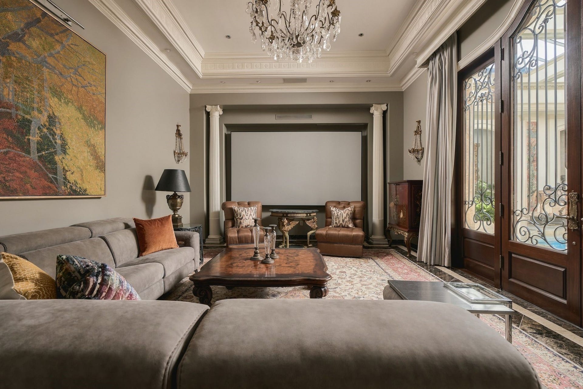 2115 River Oaks Boulevard, Houston, TX 77019 A newly upgraded theatre and lounge off of the pool entertainment area.
