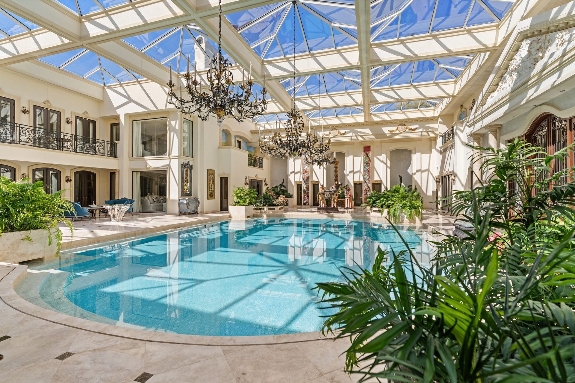 2115 River Oaks Boulevard, Houston, TX 77019 An expansive indoor pool beneath a soaring glass roof is the centerpiece of the residence.
