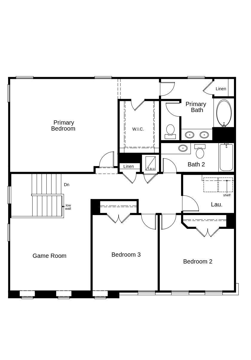 This floor plan features 3 bedrooms, 2 full baths, 1 half bath, and over 2,400 square feet of living space.
