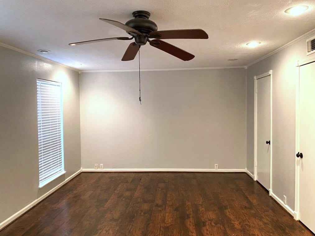 5353 Dora Street, #6, Houston, TX 77005 Large Bedroom with ceiling fan and three closets