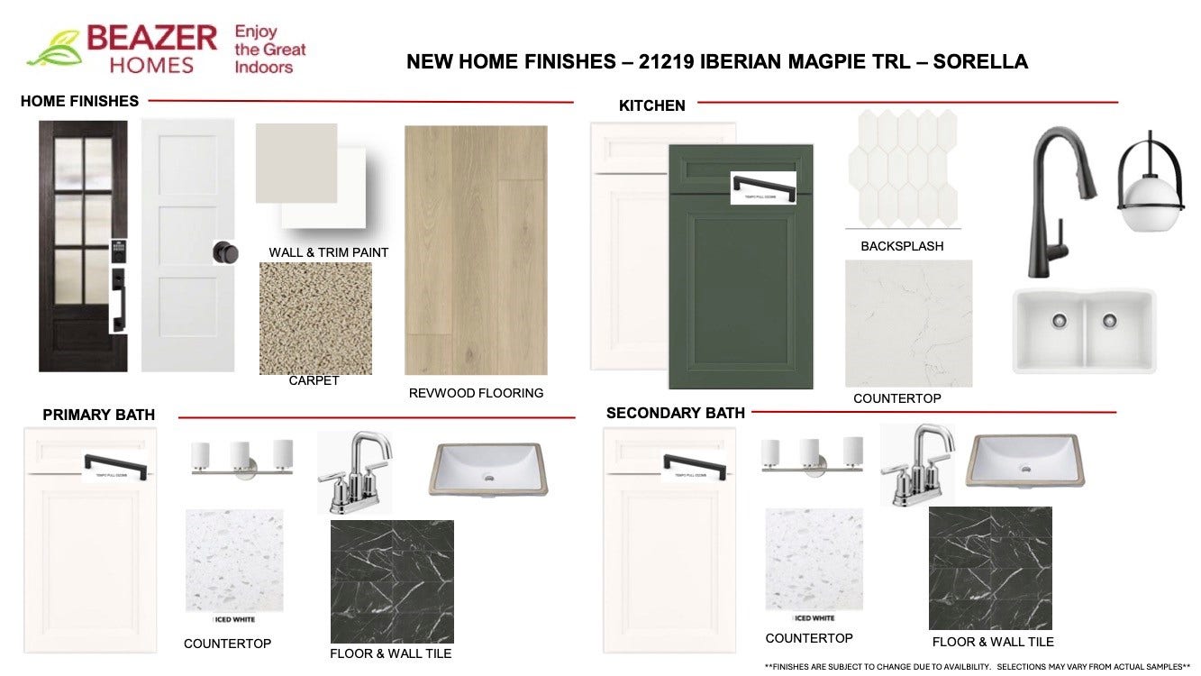 Design finishes for 21219 Iberian Magpie Trail