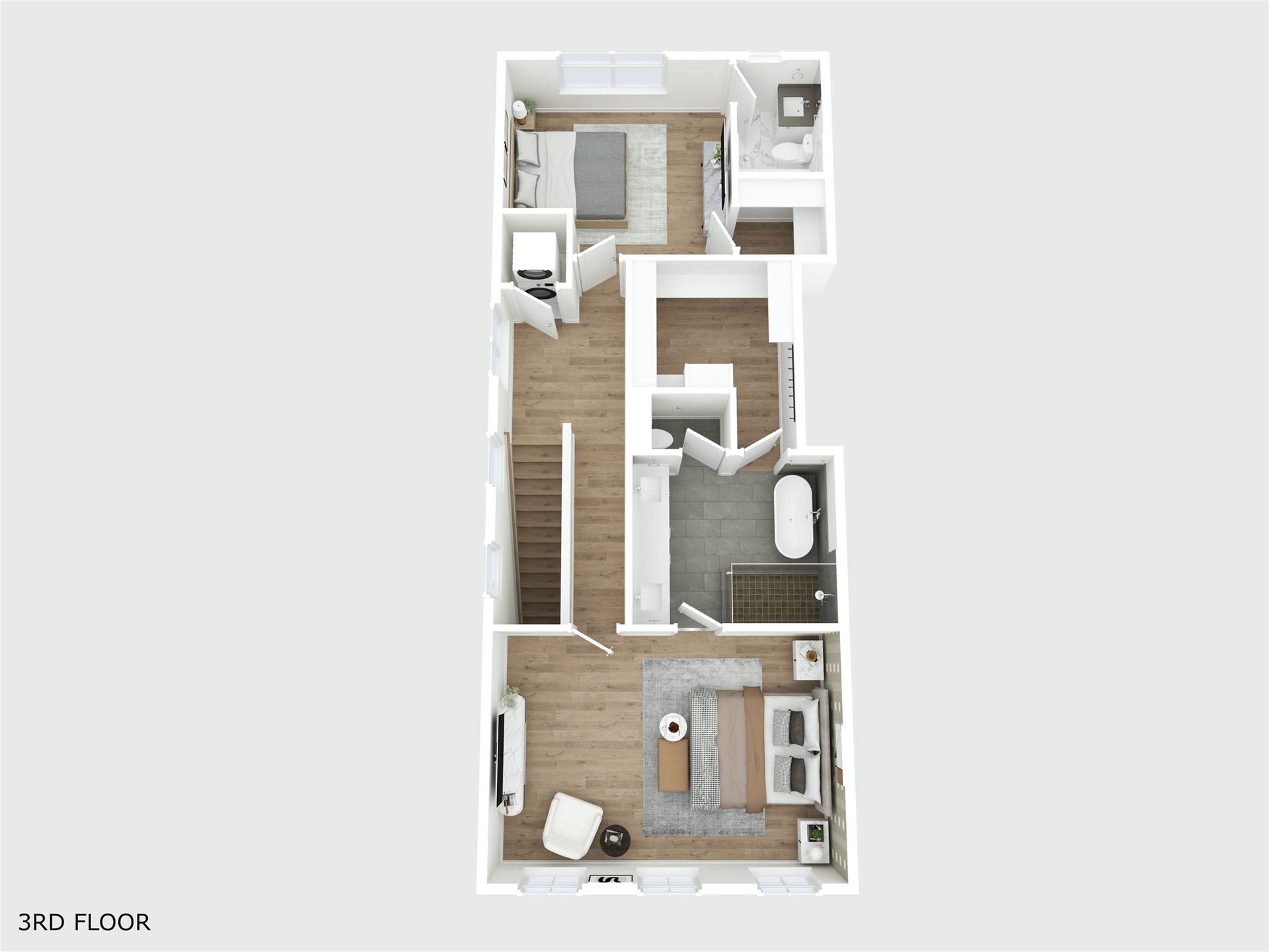 Spacious third-floor layout featuring Master Bedroom plus additional Bedroom, modern bathroom, and Laundry Room