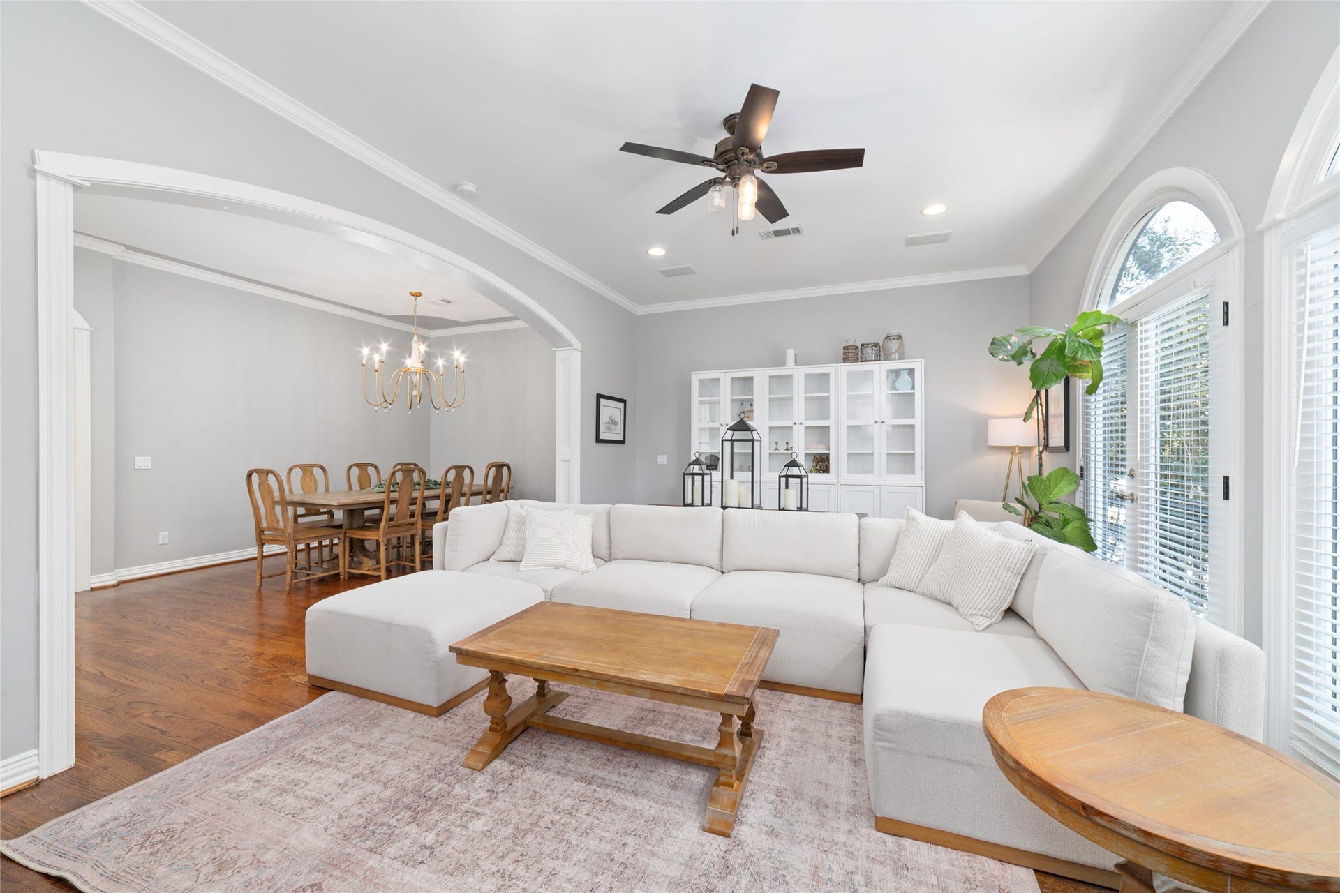 Spacious living area with formal dining room