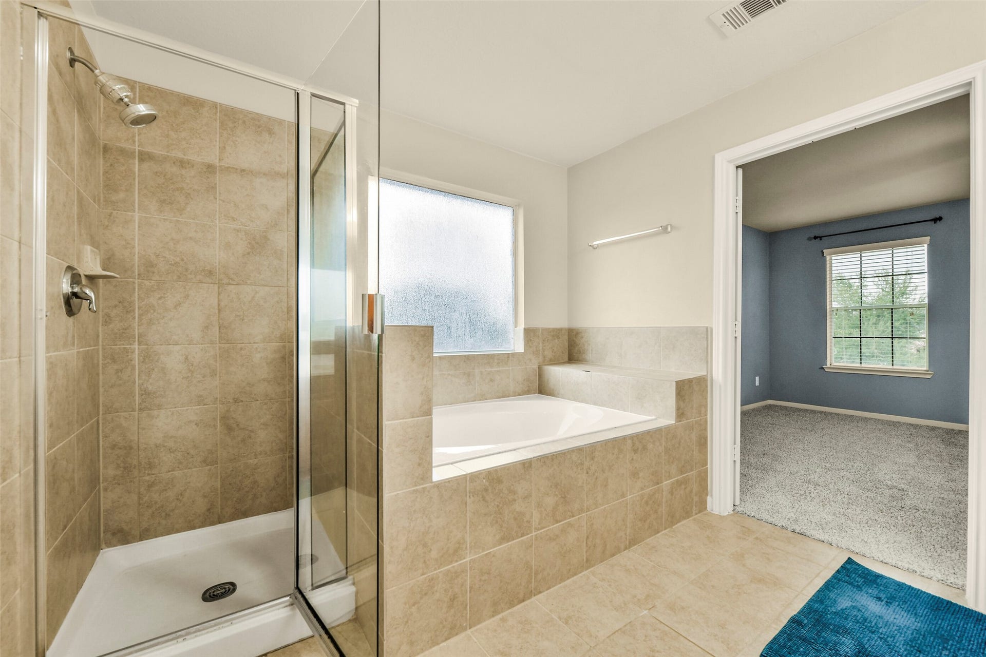 Primary separate shower/soaking tub