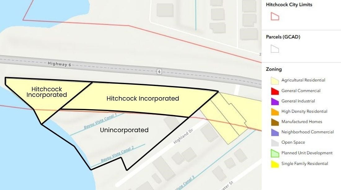 3401 Highway 6, Hitchcock, TX 77563 Zoning map of the property