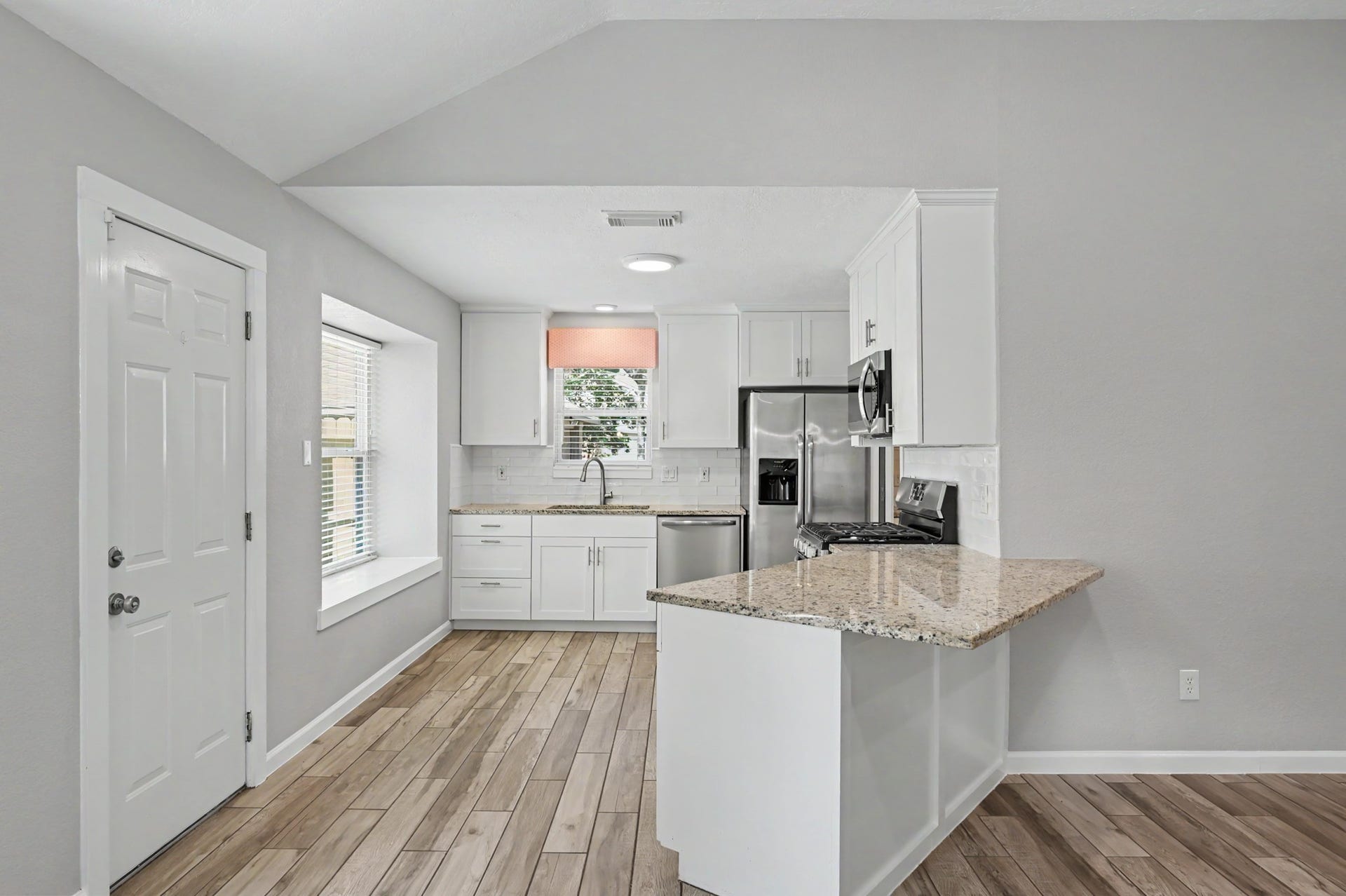 The Kitchen provides great counter space and storage.