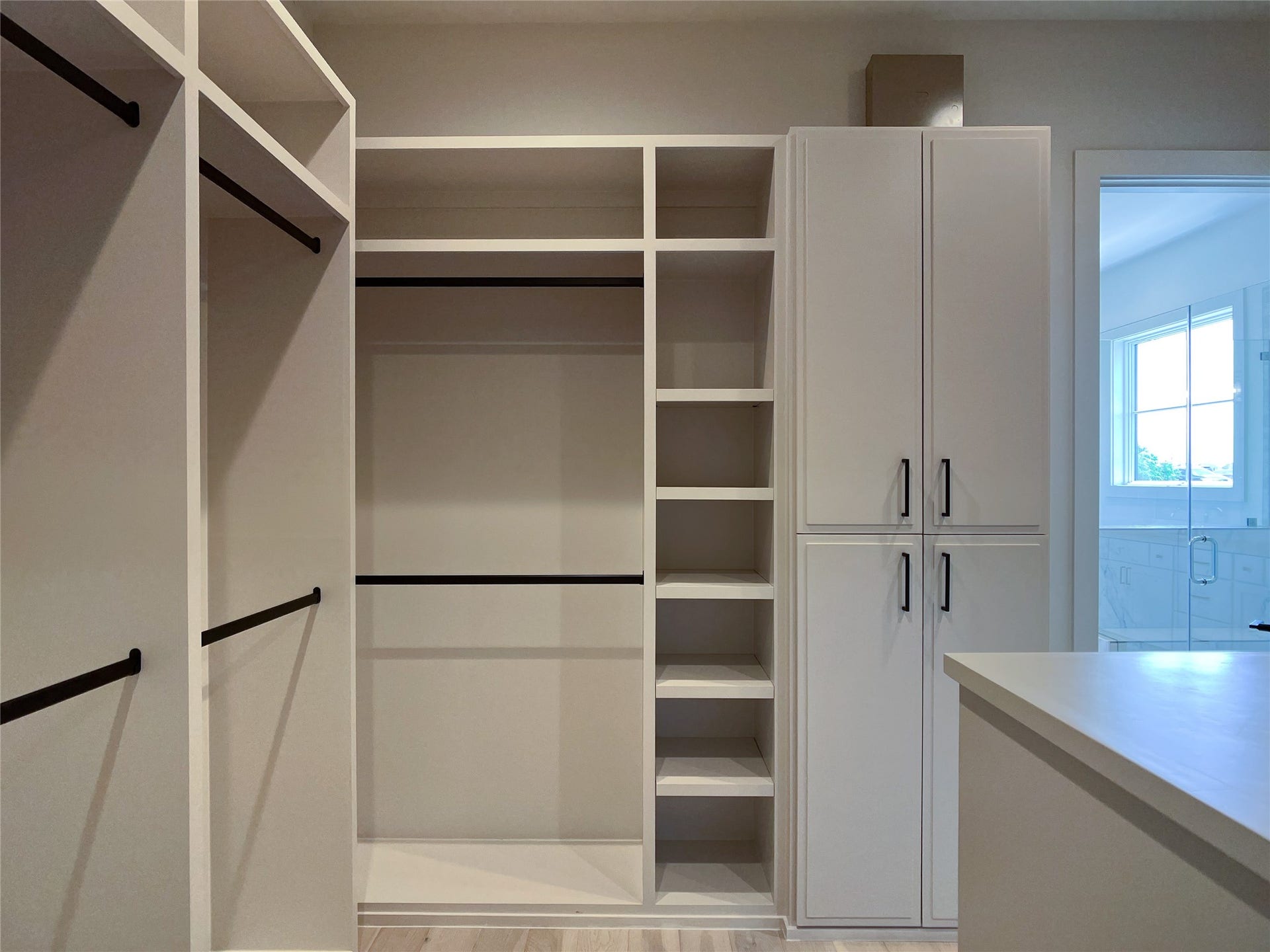 Custom shelves and cabinets give you so many organizing possibilities.