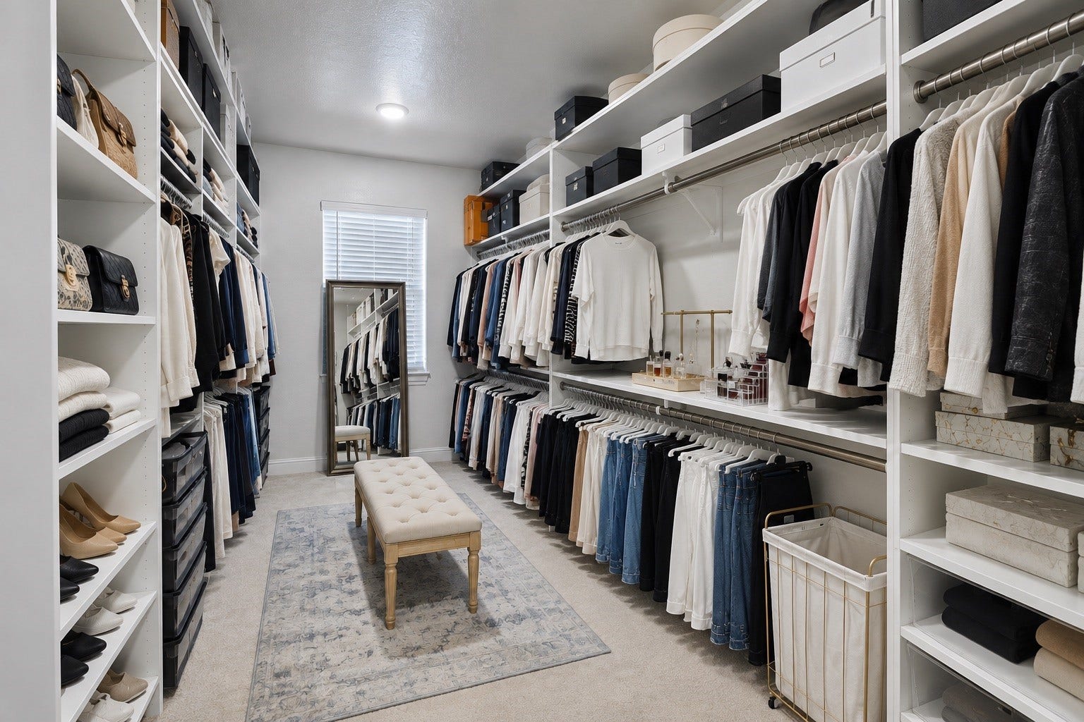28216 Regal Wood Court, Spring, TX 77386 Primary Walk-In Closet digitally staged with existing built-in closet storage.