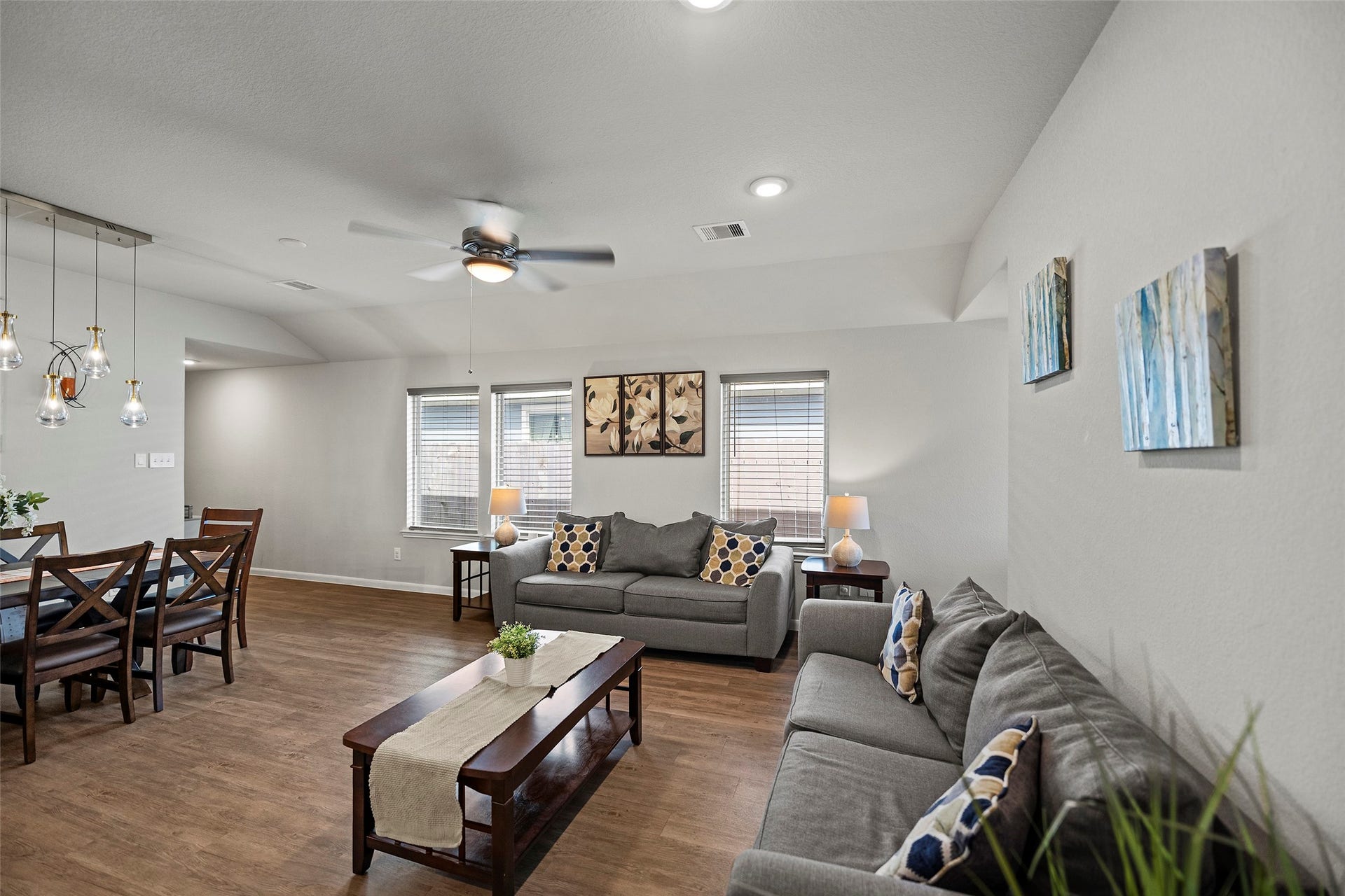 6938 Scarlet Sagebrush Street, Katy, TX 77449 The floor plan is open and modern, offering a perfect, convenient layout for gathering with family and friends.