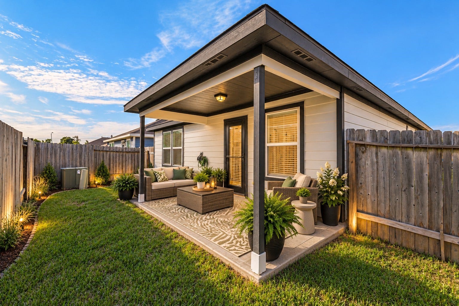 24011 Swather Way, Hockley, TX 77447 Virtually staged back patio