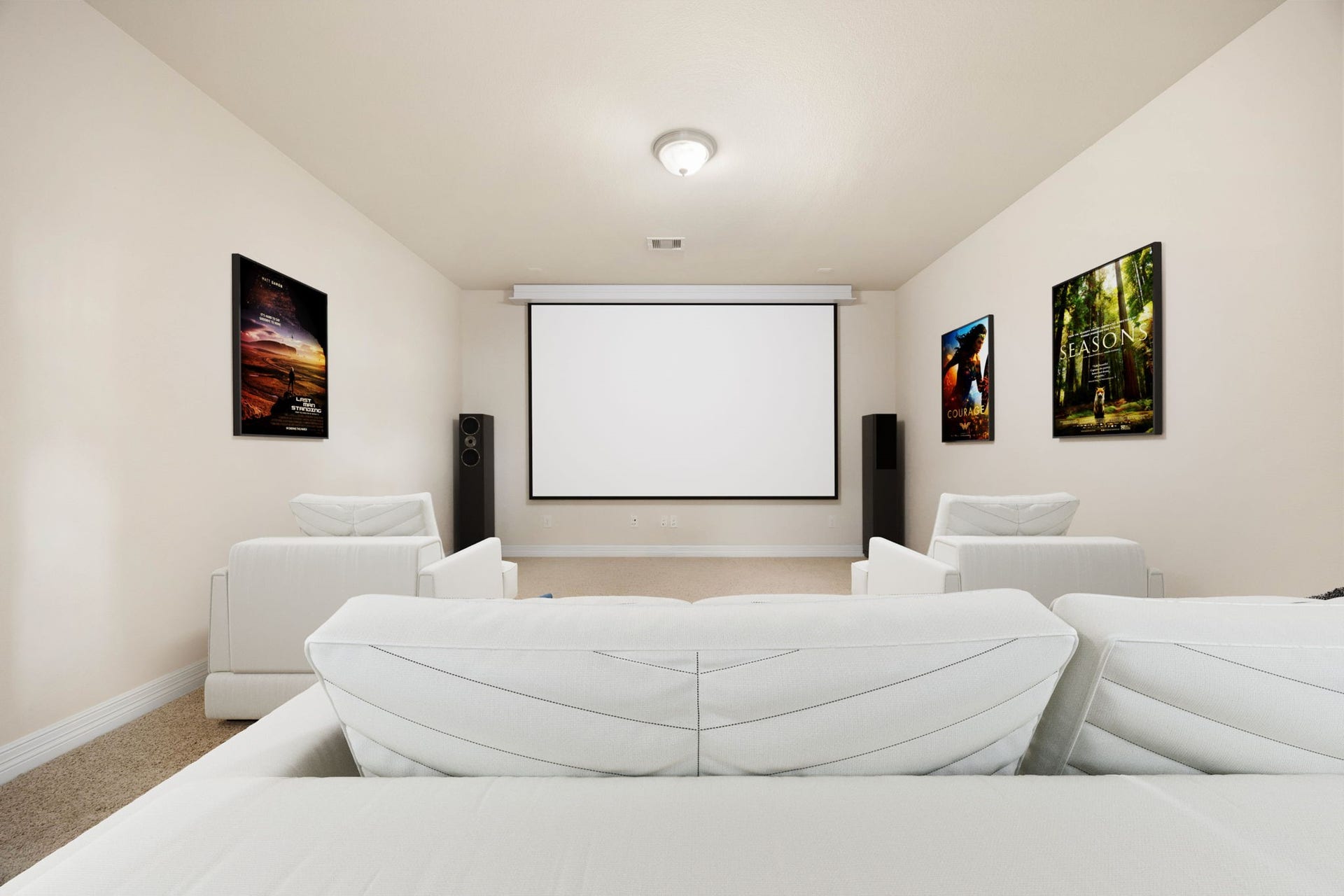 26306 Sunny Springs Lane, Cypress, TX 77433 Enjoy movie nights at home in the private media room offering the ideal layout for a projector,
large screen, surround sound, and theater-style seating. (Virtually staged to showcase possibilities)
