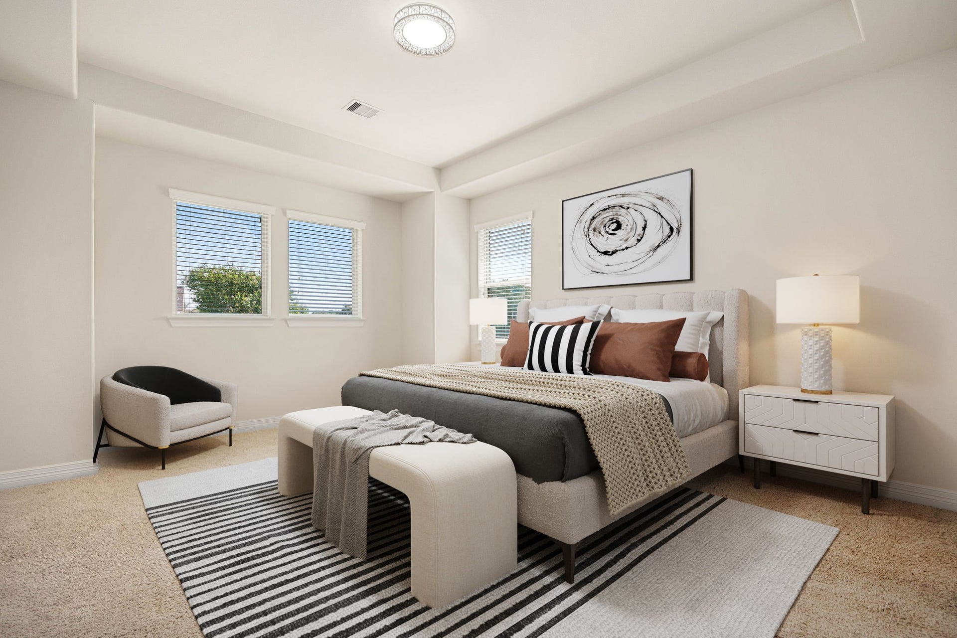 26306 Sunny Springs Lane, Cypress, TX 77433 Virtually staged to showcase the generous size and versatility, this second primary bedroom is ideal for multi-generational living, guest accommodations, or a private upstairs retreat close to the other bedrooms.