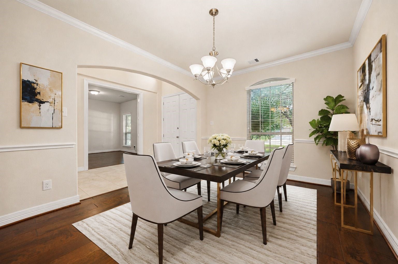 26306 Sunny Springs Lane, Cypress, TX 77433 Spacious formal dining room provides an inviting setting for dinner parties, holidays, and special gatherings. (Virtually staged to showcase possibilities)