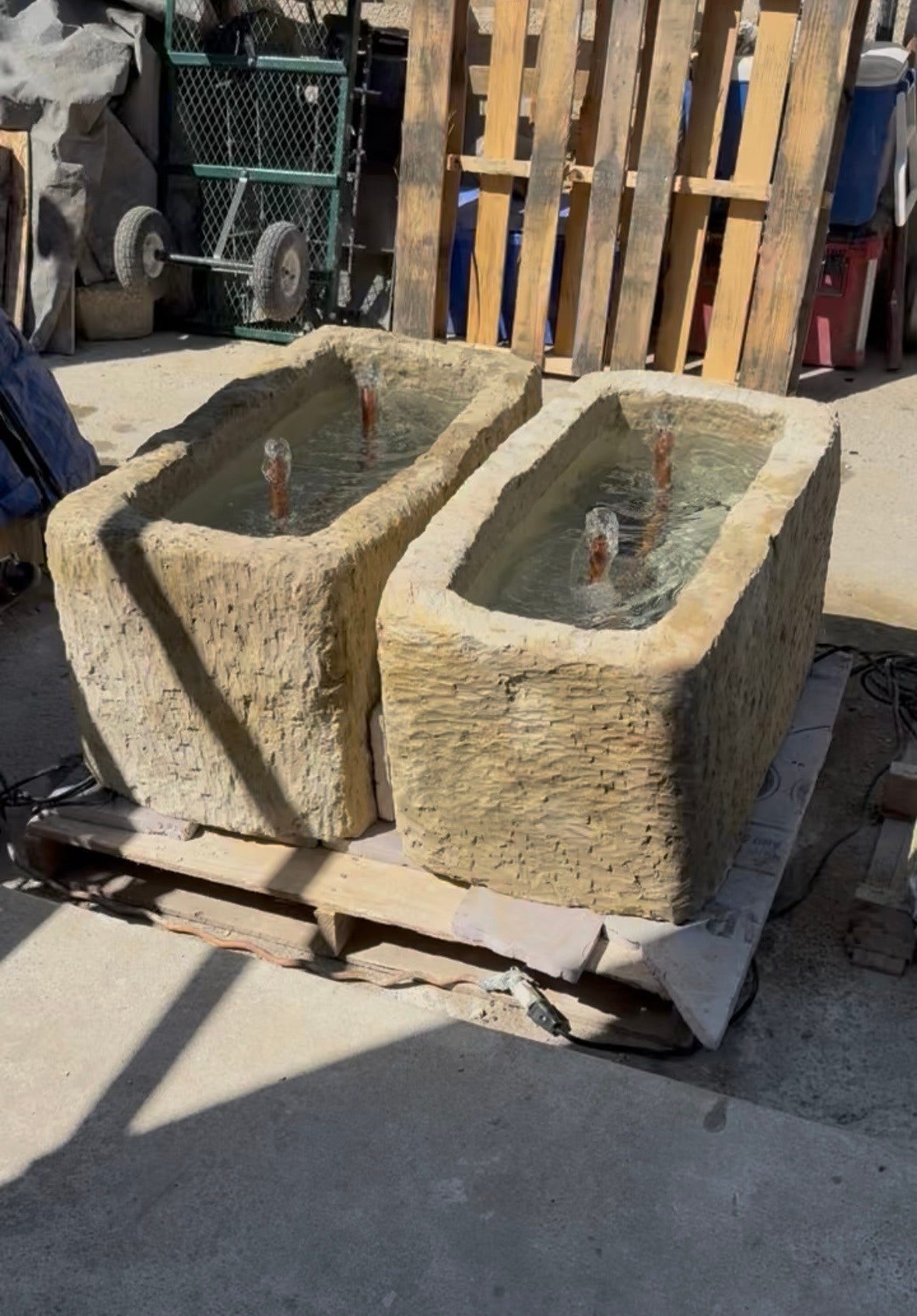 752 W 43rd Street, Houston, TX 77018 These stone fountains will be installed on either side of the exterior front entry.
