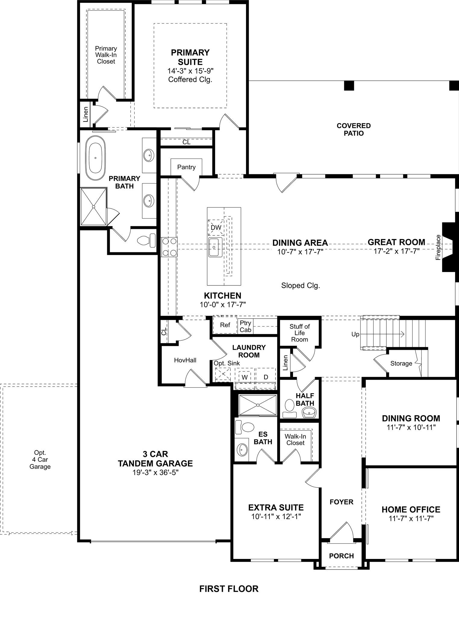1065 Apple Ridge Road, Magnolia, TX 77363 The Stirling floor plan by K. Hovnanian Homes. 1st Floor shown. *Prices, plans, dimensions, features, specifications, materials, and availability of homes or communities are subject to change without notice or obligation.