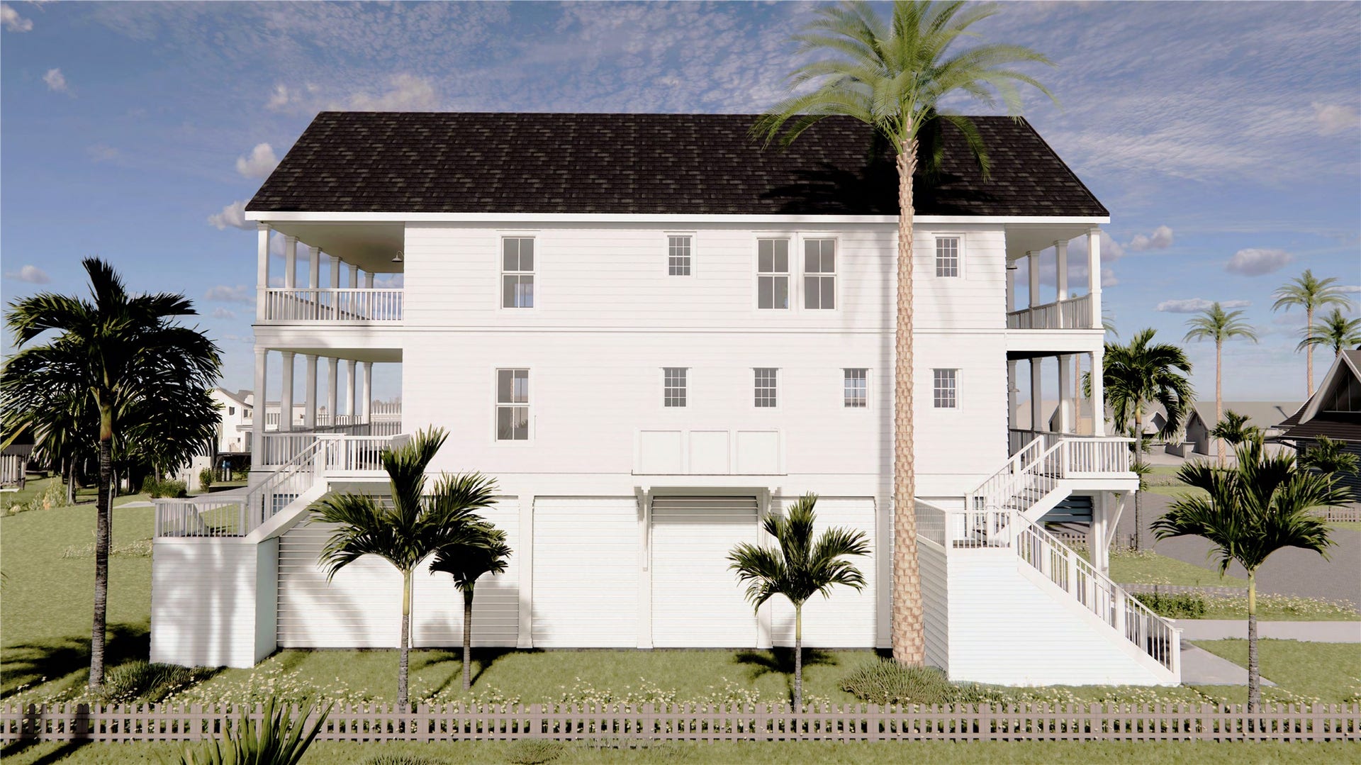26702 Bay Water Drive, Galveston, TX 77554 From every angle, this home radiates coastal sophistication with durable construction and inviting outdoor living spaces. *3D rendering