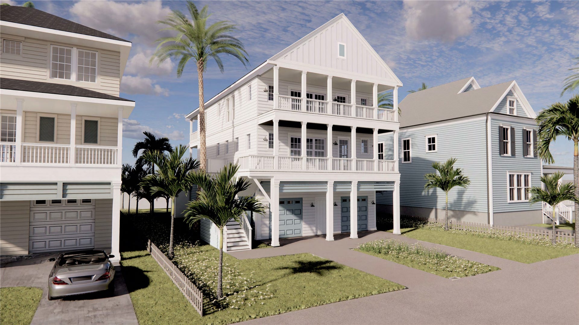 26702 Bay Water Drive, Galveston, TX 77554 Built by Alair Galveston, this residence showcases timeless design and elevated coastal architecture. *3D rendering