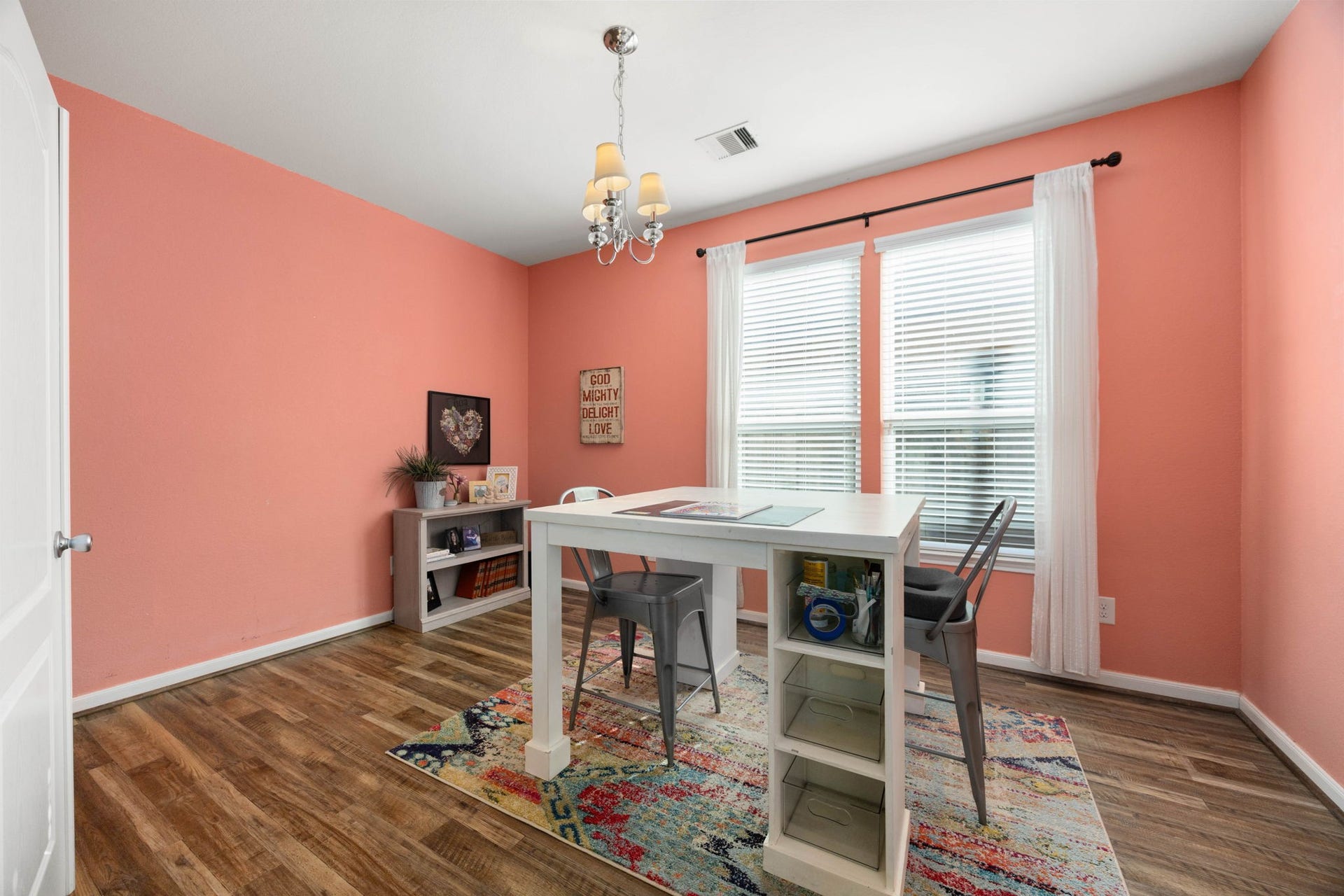 24114 Buffalo Cove Lane, Katy, TX 77493 A spacious flex room with large windows offers plenty of natural light and room for an office, playroom or hobby space. This could even act as a 4th bedroom if you wanted.